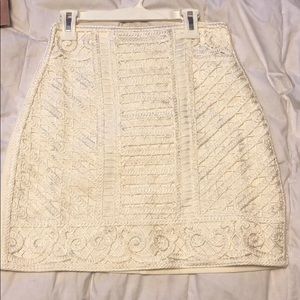 White embroidered mini skirt